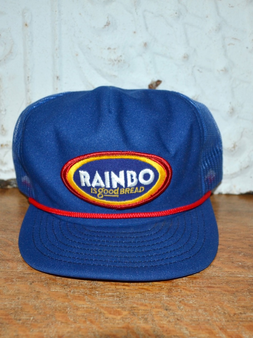 Vintage Rainbo Breat Trucker Hat Blue Snapback Advertising Hat